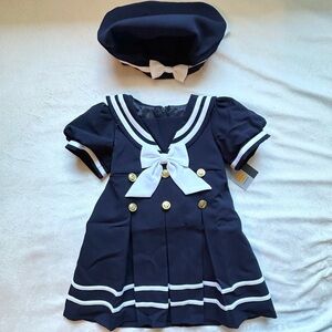Spring Notion Baby Toddler Girls Nautical Sailor Dress & Hat 18-24M NWT Navy